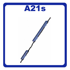 Original Γνήσιο Samsung Galaxy A21s 2020 A217 (A217F, A217F/DS, A217F/DSN, A217M, A217M/DS, A217N) On/Off Power Button + Volume External Side Key Πλήκτρα Εκκίνησης + Έντασης Ήχου Blue Μπλε GH98-45390C (Service Pack By Samsung)