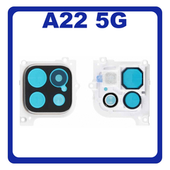 Original Γνήσιο Samsung Galaxy A22 5G A226 (SM-A226B, SM-A226B/DS, SM-A226B/DSN) Deco Frame For Rear Back Camera Lens Διακοσμητικό Πλαίσιο Για Πίσω Τζαμάκι Κάμερας White Άσπρο GH81-20707A (Service Pack By Samsung)