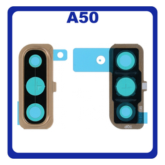 Γνήσια Original Samsung Galaxy A50, Galaxy A 50 (SM-A505F, SM-A505FN) Rear Back Camera Frame Πίσω Πλαίσιο Κάμερας + Lens Τζαμάκι Κάμερας Coral Κοραλλί GH98-44064D​ (Service Pack By Samsung)