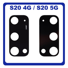 Γνήσια Original Samsung Galaxy S20 4G (SM-G980, SM-G980F), S20 5G (SM-G981, SM-G981F) Rear Back Camera Glass Lens Πίσω Τζαμάκι Κάμερας Black Μαύρο GH64-07806A (Service Pack By Samsung)