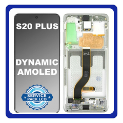 Γνήσια Original Samsung Galaxy S20+ 5G, S20 Plus 5G (SM-G986, SM-G986F) Dynamic AMOLED LCD Display Screen Assembly Οθόνη + Touch Screen Digitizer Μηχανισμός Αφής + Frame Bezel Πλαίσιο Σασί Cloud White GH82-22134B (Service Pack By Samsung)