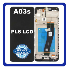 Γνήσια Original Samsung Galaxy A03s A 03s (SSM-A037G, SM-A037U) EU Version Οθόνη LCD Display Assembly Screen Unit + Touch Screen Digitizer Μηχανισμός Αφής + Frame Bezel Πλαίσιο Σασί Black Μαύρο GH81-21233A (Service Pack By Samsung)