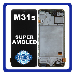 Original Γνήσιο Samsung Galaxy M31s (SM-M317  M317F/DS, M317F) Super Amoled LCD Display Screen Assembly Οθόνη + Touch Digitizer Μηχανισμός Αφής + Frame Bezel Πλαίσιο Σασί Black Μαύρο GH82-24114A (Service Pack By Samsung)
