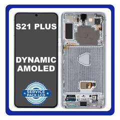 Γνήσιο Original Samsung Galaxy S21+ 5G S21 Plus 5G 2021 (G996B, G996B/DS) Dynamic AMOLED LCD Display Screen Assembly Οθόνη + Touch Screen Digitizer Μηχανισμός Αφής + Frame Bezel Πλαίσιο Σασί No Camera Phantom Silver GH82-24554C (Service Pack By Samsung)​