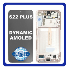 Γνήσιο Original Samsung Galaxy S22+ 5G, S22 Plus 5G (SM-S906B, SM-S906B/DS) Dynamic AMOLED LCD Display Screen Assembly Οθόνη + Touch Screen Digitizer Μηχανισμός Αφής + Frame Bezel Πλαίσιο Σασί Pink Gold Ροζ GH82-27500D (Service Pack By Samsung)