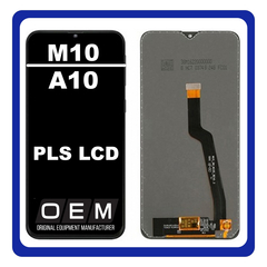 HQ OEM Συμβατό Για Samsung Galaxy M10 (SM-M105F, SM-M105G), Galaxy A10 (SM-A105F, SM-A105G), PLS LCD Display Screen Assembly Οθόνη + Touch Screen Digitizer Μηχανισμός Αφής Black Μαύρο No Frame (Grade AAA+++)
