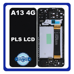 Γνήσια Original Samsung Galaxy A13 4G (SM-A135F, SM-A135F/DS), PLS LCD Οθόνη + Touch Μηχανισμός Αφής + Frame Bezel Πλαίσιο Σασί Black Μαύρο GH82-28508A (Service Pack By Samsung)
