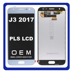 HQ OEM Συμβατό Για Samsung Galaxy J3 (2017) (SM-J330F, J330F) PLS LCD Display Screen Assembly Οθόνη + Touch Screen Digitizer Μηχανισμός Αφής Silver Ασημί​ (Grade AAA+++)