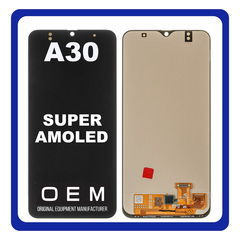 HQ OEM Συμβατό Για Samsung Galaxy A30, Galaxy A 30 (SM-A305F, SM-A305FN, SM-A305G) Super AMOLED LCD Display Screen Assembly Οθόνη + Touch Screen Digitizer Μηχανισμός Αφής Black Μαύρο (Grade AAA+++)