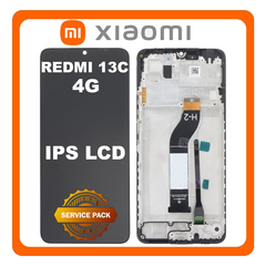 Γνήσια Original Xiaomi Redmi 13C 4G (23100RN82L, 23106RN0DA) / Poco C65 (2310FPCA4G) IPS LCD Display Screen Assembly Οθόνη + Touch Screen Digitizer Μηχανισμός Αφής + Frame Bezel Πλαίσιο Σασί Midnight Black Μαύρο 560002C3UA00 (Service Pack By Xiaomi)