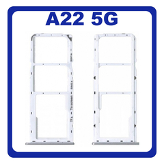 Γνήσιο Original Samsung Galaxy A22 5G A226 (SM-A226B, SM-A226B/DS, SM-A226B/DSN) SIM Card Tray Cover Assy + Micro SD Tray Slot Υποδοχέας Βάση Θήκη Κάρτας SIM Κάλυμμα White Άσπρο GH81-20744A (Service Pack By Samsung)