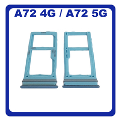 Γνήσια Original Samsung Galaxy A72 (SM-A725F, SM-A725F/DS), A72 5G (SM-A726B, SM-A726B/DS) SIM Card Tray + Micro SD Tray Slot Υποδοχέας Βάση Θήκη Κάρτας SIM Awesome Blue Μπλε GH98-46290B (Service Pack By Samsung)