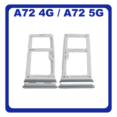 Γνήσια Original Samsung Galaxy A72 (SM-A725F, SM-A725F/DS), A72 5G (SM-A726B, SM-A726B/DS) SIM Card Tray + Micro SD Tray Slot Υποδοχέας Βάση Θήκη Κάρτας SIM Awesome White Άσπρο GH98-46290D​ (Service Pack By Samsung)