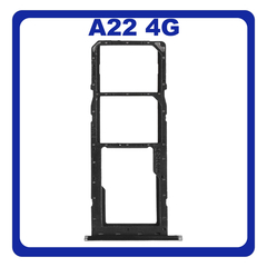 Γνήσια Original Samsung Galaxy A22 4G ​, Galaxy A 22 4G (SM-A225F, SM-A225F/DS) SIM Card Tray + Micro SD Tray Slot Υποδοχέας Βάση Θήκη Κάρτας SIM Black Μαύρο GH98-46654A (Service Pack By Samsung)