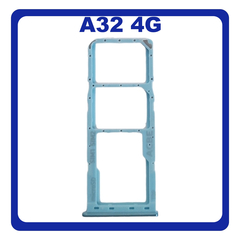 Γνήσια Original Samsung Galaxy A32 4G (SM-A325F, SM-A325F/DS, SM-A325M, SM-A325N) SIM Card Tray + Micro SD Tray Slot Υποδοχέας Βάση Θήκη Κάρτας SIM Awesome Blue Μπλε GH98-46409C​ (Service Pack By Samsung)