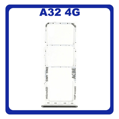 Γνήσια Original Samsung Galaxy A32 4G (SM-A325F, SM-A325F/DS, SM-A325M, SM-A325N) SIM Card Tray + Micro SD Tray Slot Υποδοχέας Βάση Θήκη Κάρτας SIM Awesome White Άσπρο GH98-46409B​ (Service Pack By Samsung)