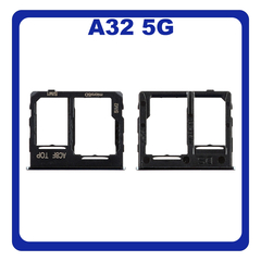 Γνήσια Original Samsung Galaxy A32 5G, A 32 5G (SM-A326B, SM-A326B/DS) SIM Card Tray + Micro SD Tray Slot Υποδοχέας Βάση Θήκη Κάρτας SIM Awesome Black Μαύρο GH63-19393A​ (Service Pack By Samsung)