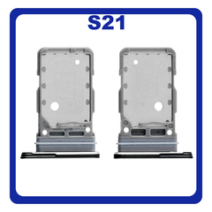 Γνήσια Original Samsung Galaxy S21 5G (SM-G991B, SM-G991B/DS) Sim Card Tray Dual Sim Υποδοχέας Θήκης Κάρτας Sim Phantom Gray Μαύρο GH98-46193A (Service Pack By Samsung)