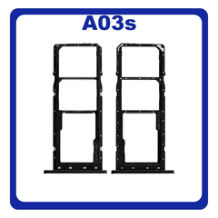 Γνήσια Original Samsung Galaxy A03s (SM-A037G, SM-A037U​) SIM Card Tray + Micro SD Tray Slot Υποδοχέας Βάση Θήκη Κάρτας SIM Black Μαύρο GH81-21254A (Service Pack By Samsung)