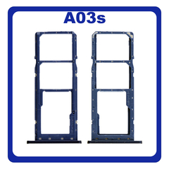 Γνήσια Original Samsung Galaxy A03s (SM-A037G, SM-A037U​) SIM Card Tray + Micro SD Tray Slot Υποδοχέας Βάση Θήκη Κάρτας SIM Blue Μπλε GH81-21255A (Service Pack By Samsung)
