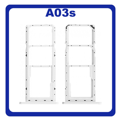 Γνήσια Original Samsung Galaxy A03s (SM-A037G, SM-A037U​) SIM Card Tray + Micro SD Tray Slot Υποδοχέας Βάση Θήκη Κάρτας SIM White Άσπρο GH81-21257A (Service Pack By Samsung)