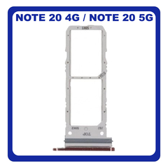 Γνήσια Original Samsung Galaxy Note 20 4G (SM-N980F), Note 20 5G (SM-N981B,) SIM Card Tray + Micro SD Tray Slot Υποδοχέας Βάση Θήκη Κάρτας SIM Mystic Bronze GH98-45734B (Service Pack By Samsung)