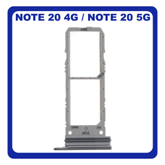 Γνήσια Original Samsung Galaxy Note 20 4G (SM-N980F), Note 20 5G (SM-N981B,) SIM Card Tray + Micro SD Tray Slot Υποδοχέας Βάση Θήκη Κάρτας SIM Mystic Grey Γκρι GH98-45734A (Service Pack By Samsung)