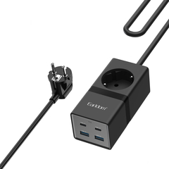 Πολύπριζο Earldom es-Sc21, 1 Way, cee 7/3, 2 х usb f, 2 x usb-c, 1m., Μαυρο - 40521