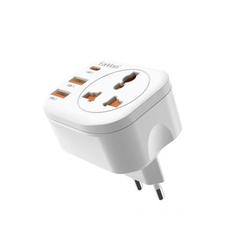 Αντάπτορας Earldom es-Sc16, 2xusb, 1xtype-c, Eu/us/uk/au към Eu/us/uk/au, 220v, Ασπρο - 40525