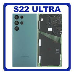 Γνήσια Original Samsung Galaxy S22 Ultra 5G (SM-S908B, SM-S908B/DS, SM-S908) Rear Back Battery Cover Πίσω Κάλυμμα Καπάκι Πλάτη Μπαταρίας + Camera Lens Τζαμάκι Κάμερας Green Πράσινο GH82-27457D (Service Pack By Samsung)