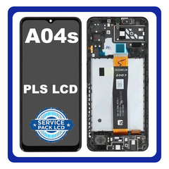 Γνήσια Original Samsung Galaxy A04S (SM-A047F, SM-A047F/DS) PLS LCD Display Screen Assembly Οθόνη + Touch Screen Digitizer Μηχανισμός Αφής + Frame Bezel Πλαίσιο Σασί  Black Μαύρο GH82-29805A GH82-29806A (Service Pack By Samsung)