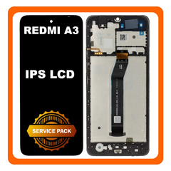 Γνήσια Original Xiaomi Redmi A3 (23129RN51X, 23129RN51H) IPS LCD Display Screen Assembly Οθόνη + Touch Screen Digitizer Μηχανισμός Αφής + Frame Bezel Πλαίσιο Σασί Black Μαύρο 5600010C3Y00 (Service Pack By Xiaomi)