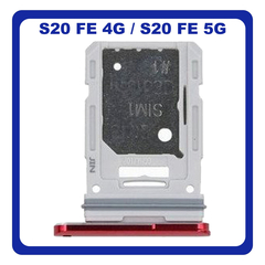 Γνήσια Original Samsung Galaxy S20 FE 4G (SM-G780F), Galaxy S20 FE 5G (SM-G781B) SIM Card Tray + Micro SD Tray Slot Υποδοχέας Βάση Θήκη Κάρτας SIM Cloud Red Κόκκινο GH98-46007E (Service Pack By Samsung)