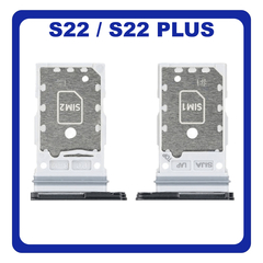 Γνήσια Original Samsung Galaxy S22 5G (SM-S901B), S22+ 5G, S22 Plus 5G (SM-S906B) Sim Card Tray Dual Sim Υποδοχέας Θήκης Κάρτας Sim Phantom White Άσπρο GH98-47086B (Service Pack By Samsung)