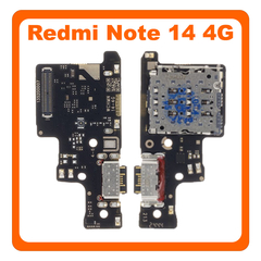 HQ OEM Συμβατό Με Xiaomi Redmi Note 14 4G (24117RN76G, 24117RN76O), USB Type-C Charging Dock Connector Flex Sub Board, Καλωδιοταινία Υπό Πλακέτα Φόρτισης + Microphone Μικρόφωνο + Sim Reader (Premium A+)