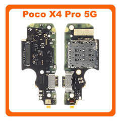 Γνήσια Original Poco X4 Pro 5G (2201116PG) USB Type-C Charging Dock Connector Flex Sub Board, Καλωδιοταινία Υπό Πλακέτα Φόρτισης + Microphone Μικρόφωνο + Sim Reader 5600020K6P00 (Service Pack By Xiaomi)
