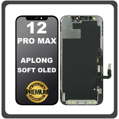 HQ OEM Συμβατό Με Apple iPhone 12 Pro Max, iPhone 12 ProMax (A2411, A2342) APLONG SOFT OLED LCD Display Screen Assembly Οθόνη + Touch Screen Digitizer Μηχανισμός Αφής Diagnosable​ Black Μαύρο (Lifetime Warranty Για Συνεργατες B2B)