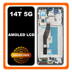 Γνήσια Original Xiaomi 14T 5G (2406APNFAG) AMOLED LCD Display Screen Assembly Οθόνη + Touch Screen Digitizer Μηχανισμός Αφής + Frame Bezel Πλαίσιο Σασί Blue Μπλε 5600050N12A00 (Service Pack By Xiaomi)