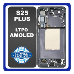 Γνήσια Original Samsung Galaxy S25 Plus S25+ (SM-S936B, SM-S936B/DS) Dynamic LTPO AMOLED 2X LCD Display Screen Assembly Οθόνη + Touch Screen Digitizer Μηχανισμός Αφής + Frame Πλαίσιο Black Μαύρο / Blue Μπλε GH82-36368E (Service Pack By Samsung)