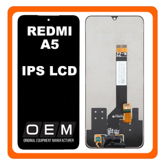 HQ OEM Συμβατό Με Xiaomi Redmi A5 (25028PC03G, 25028RN03A, 25028RN03I), IPS LCD Display Screen Assembly Οθόνη + Touch Screen Digitizer Μηχανισμός Αφής Black Μαύρο Long Flex​ (Premium A+)