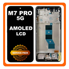 Γνήσια Original Xiaomi Poco M7 Pro 5G (2409FPCC4G, 2409FPCC4I) AMOLED Display Screen Assembly Οθόνη + Touch Screen Digitizer Μηχανισμός Αφής + Frame Bezel Πλαίσιο Σασί Silver Ασημί 5600070O17P00​ (Service Pack By Xiaomi)