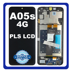 Γνήσια Original Samsung Galaxy A05s 4G (SM-A057F, SM-A057F/DS) PLS LCD Display Screen Assembly Οθόνη + Touch Screen Digitizer Μηχανισμός Αφής + Frame Bezel + Sub Board Black Μαύρο GH83-10391A (Service Pack By Samsung)