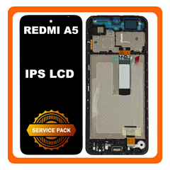 Γνήσια Original Xiaomi Redmi A5 (25028PC03G, 25028RN03A) IPS LCD Display Screen Assembly Οθόνη + Touch Screen Digitizer Μηχανισμός Αφής + Frame Bezel Πλαίσιο Σασί Black Μαύρο 56000100C3Z00 (Service Pack By Xiaomi)