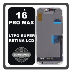 Γνήσια Original Apple iPhone 16 Pro Max (A3296, A3084) LTPO Super Retina XDR OLED LCD Display Screen Assembly Οθόνη + Touch Screen Digitizer Μηχανισμός Αφής Black Μαύρο CH661-44955 (Service Pack)