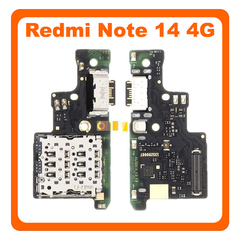 Γνήσια Original Xiaomi Redmi Note 14 4G (24117RN76G, 24117RN76O), Global Version USB Type-C Charging Dock Connector Flex Sub Board, Καλωδιοταινία Υπό Πλακέτα Φόρτισης + Microphone Μικρόφωνο + Sim Reader 560002000O700 (Service Pack By Xiaomi)