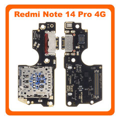 HQ OEM Συμβατό Με Xiaomi Redmi Note 14 Pro 4G (24116RACCG), USB Type-C Charging Dock Connector Flex Sub Board, Καλωδιοταινία Υπό Πλακέτα Φόρτισης + Microphone Μικρόφωνο + Sim Reader (Premium A+)