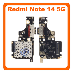 Γνήσιο Original Xiaomi Redmi Note 14 5G (24094RAD4G), USB Type-C Charging Dock Connector Flex Sub Board, Καλωδιοταινία Υπό Πλακέτα Φόρτισης + Microphone Μικρόφωνο + Sim Reader (Service Pack By Xiaomi)