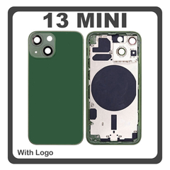 HQ OEM Συμβατό Για Apple iPhone 13 Mini (A2628, A2481) EU Version Rear Back Battery Cover Middle Frame- Housing Πίσω Κάλυμμα Καπάκι Πλάτη Μπαταρίας - Σασί + Side Keys Πλαινά πλήκτρα  + Sim Tray Θήκη Κάρτας Green Πράσινο (Premium A+)