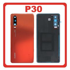 Γνήσια Original Huawei P30 (ELE-L29, ELE-L09) Rear Back Battery Cover Πίσω Κάλυμμα Καπάκι Πλάτη Μπαταρίας + Camera Lens Τζαμάκι Κάμερας Amber Sunrise Κόκκινο 02352NMQ (Service Pack By Huawei)