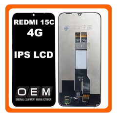 HQ OEM Συμβατό Με Xiaomi Redmi 15C 4G (25078RA3EA, 25078RA3EL) IPS LCD Big Flex Global Version Display Screen Assembly Οθόνη + Touch Screen Digitizer Μηχανισμός Αφής Black Μαύρο (Premium A+)